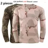 Męskie koszule 2 sztuki Spring Autumn Camuflage T-shirty Mężczyźni Tops Szybkie suche taktyczne koszulki z długimi rękawami