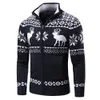 Мужские свитеры мужчины осени повседневные жаккардовые рождественские узоры Zip Sweater Cardigan Jacket Мужские