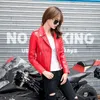 Cuero de mujer Faux Leather FTLZZ Mujer Motocicleta Pu Chaqueta de cuero Invierno y primavera Negro Rojo Abrigo de cuero de imitación Turn Down Collor Lady Outerwear HKD230808