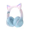 Headphones Wireless Bluetooth Headhands Noise-cancelling headwear Earphone for Cell phone Cat Ear Cartoon Gradient Color Cool