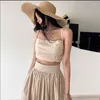 Arbeitskleider, Sommer, Urlaub, Mode, sexy, 2-teiliges Kleid-Set, schwarze Aprikose, kurze Camis, Tank-Top, hohe Taille, A-Linie, langer Rock, Boho-2-teilige Anzüge