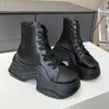 Womens Platform Ankle Black Boot Platforms Designers Boots Khaki Suede Leather Martin Boot Chunky Bottom Sneaker Wave-shaped Sole