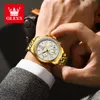 Armbanduhren OLEVS Männer Uhren Oiriginal Top Marke Chronograph Uhr für Mann Streifen Zifferblatt Wasserdicht Edelstahl Leuchtende Wirstwacth Datum 230807