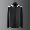 Minglu Simple Mens Shirts Luxury Black White Shoulder Splice Long Sleeve Casual Mens Dress Shirts Fashion Slim Fit Male Shirts