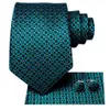 Gravatas de pescoço Hi Tie Teal Azul Preto Dot Silk Gravata de Casamento para Homens Handky Cufflink Design de Moda Presente Gravata Festa de Negócios Dropship 230807