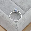 New S925 Sterling Silver European and American Blue Pagoda Stone Diamond Ring Simple and Personalized Proposal for Women's Ring
