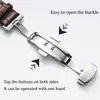 Watch Bands Leather Watchband Double Button Butterfly Clasp Strap 16mm 18mm 19mm 20mm 21mm 22mm 24mm Universal Steel Buckle 230807