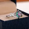 Luxury Princess Square CZ Rings for Women Colorful Cubic Zirconia Wedding Rings Anniversary Party Chic smycken