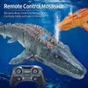 Electric Rc 동물 시뮬레이션 24G 원격 제어 전기 공룡 장난감 선물 어린이 모사 사우 사우루스 스프레이 소년 물 무선 E2Q6 230807