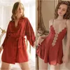 Kadın pijama kadınları gecelik patchwork chemise loungewear bornoz düğmeleri dantel ile seksi elbise