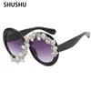 Lunettes de soleil 2023 diamant femmes mode tendance ronde grand cadre Steampunk parasol lunettes de soleil pour filles UV400