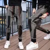 Men's Pants 2024 Spring Trend Stitching Small Foot Casual Male Hair Loose Haron Net Red Thin Beam