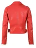 Cuero de imitación de cuero para mujer FTLZZ Mujeres Chaquetas de cuero de imitación negro Pu Motocicleta Cremallera Faux Cuero suave Remache Cremallera Rojo Rosa Turn-down Collar Prendas de abrigo HKD230808