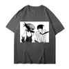 Herr t-skjortor anime motorsåg man bomull t-shirt hög kvalitet kort hylsa bekväm rund hals lös version