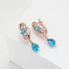 Dangle Chandelier Hanreshe Drop Earrings Quality Cubic Zirconia Rose Gold Color Pink Crystal Earring Fashion Jewelry Party Accessories Woman Gift 230808