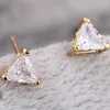 Stud Earrings UILZ Geometric Small Triangle For Women Girls Simple Style Zirconia Earring Evening Party Accessories