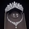 Wedding Jewelry Sets Luxury Crystal Bridal Jewelry Sets Women Fashion Tiaras Earrings Choker Necklace Wedding Dress Bride Crown Jewelry Set Accessory 230808