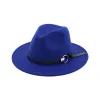 Nowe modne czapki dla mężczyzn kobiety eleganckie modne solidne filcowe fedora hat band szeroko płaskie jazzowe czapki stylowe trilby Panama Capszzz