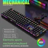 Mechanische Tastatur, blauer Schalter, kabelgebundene Tastatur, 104 Tasten, RGB-Licht, Computer-Gaming-Laptop-Desktop-Tablet-Tastatur HKD230808