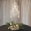 só pode usar vela led)Clara de cristal transparente de 10 braços candelabro redondo cônico castiçal para pilar votivo ou velas led com peças centrais de suporte de flor transparente 902