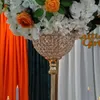 Cálice de cristal acrílico dourado alto suporte de vela votiva suporte de flores para a peça central da mesa de casamento
