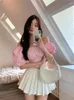 Women's T Shirts Summer Korean Woman Sexig Slim Off The Shoulder All-Match T-Shirt Top High Street Puff Sleeves Y2K Chic Tees