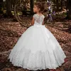 Lovey Holy Lace Princess Flower Girl vestidos 2019 vestido de baile vestidos de primera comunión para niñas sin mangas tul niño desfile Dre325U