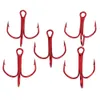 Fiskekrokar 50 PCSLOT Red Anchor Hook High Carbon Steel Tadbed Treble Hook Fiske Tackle 230807