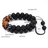 Strand zwei Schichten grünblau Tiger Augen Stein Perlen geflochtenes Armband weibliche Heilungsenergie Yoga für Männer Frauen Schmuck