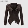 Bayan Ceketler Caranfier Ceket Kadınları Sahte Deri PU Kış Sonbahar Siyah Motosiklet Dış Giyim Gotik Deri Ceket Chaqueta 230808