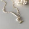 Pendant Necklaces Vintage Shaped Imitation Pearls Clavicle Chain Necklace For Women OT Clasp Faux Baroque Pearl Elegant Jewelry