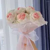 装飾的な花編み花ローズチューリップヒマワリ偽のブーケの結婚式の装飾手織りの家のテーブル飾る創造的な贈り物を飾る