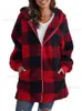 2023 Jesienna Zima Plaid Faux Fur Płaszcz Kobiet Teddy Płaszcz Kurtki z kapturem Kobiet Furry Teddy Bear Plush Jacket Women T230808