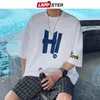 Herr t-skjortor hej tryck bomull streetwear grafik 2023 sommar koreanska mode harajuku t-shirts vintage överdimensionerade casual tees