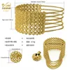 Colar Brincos Conjunto Abrindo Cobre Pulseira Anel Dubai Bride Plating Areia Ouro Oco Mesh Corrente Borla Peça de Mão