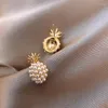 フープイヤリングガールズかわいいパイナップルパールエクサイター幾何学的模倣真珠の女性ファッションジュエリーギフトブリンコス
