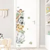 벽 스티커 문 귀 귀여운 정글 동물 코끼리 기린 수채화 아이를위한 객실 아기 보육 데칼 홈 장식 230808