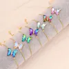 Charm Bracelets Fashion Colorful Zircon Butterfly Chain Bracelet For Women Girls Sweet Crystal Adjustable Jewelry Friendship Party Wedding