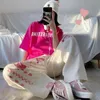 Calça Feminina s COZOK E Meninas Roupas Calças Rosa Anime Perna Larga Japonês Streetwear Cintura Alta Solta Reta Cargo Punk Feminino 230808