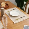 Tafelmatten Nordic Style Kwast Placemats Natuur Jute Geweven Isolatie Hittebestendige Eetmat Bruiloft Feestdecoratie Benodigdheden