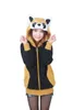 Women's Hoodies Cute Cosplay Anime Coon Costume Ears Face Tail Zip Hooded Sweatshirt Raccoon Jacket