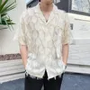 Męskie koszule krótkie rękawy letni w stylu koreańsku w stylu fringe koszula/mężczyzna luźna koszula mody w dekolcie camisas de hombre