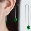 Kolczyki Dangle Trendy oryginalne 925 srebrne szmaragdowe kolczyki dla kobiet Aros Mjer oreja Green Topaz Garnet