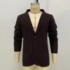 Erkek Sweaters Erkek Stand Yakası Örme Ceket Uzun Kollu Sweater Hırka Ceket Düz Renk Kalın Sıcak Gündelik Kahverengi Sweatercoat 230807