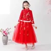 Abbigliamento etnico Abito da ragazza di fiori adorabile per matrimonio Ragazze cinesi Hanfu Chi-Pao Princess Kids Perform Pography Abiti da ballo