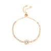 American Fashionable Rose Gold Loving Heart Zircon Armband Simple Alloy Diamond Women's Brace Lace Armband