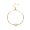 Braccialetto di zirconi cuore amorevole in oro rosa alla moda tutto-fiammifero Bracciale in pizzo con bretelle da donna semplice in lega di diamanti