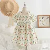 Abiti da ragazza gaun kasual anak perempuan bayi gaun Floral musim panas dengan renda Ruffles gaun ulang putri pakaian anak-anak