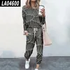 Sweats à capuche pour femmes femmes 2 pièces ensembles pulls imprimer femmes hauts et taille élastique pantalon décontracté Streetwear survêtement dames vêtements longs