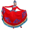 Red stage Wear long dress Women Mongolia traditional dance clothes classical performance clothing Chinese dance costumes for singers